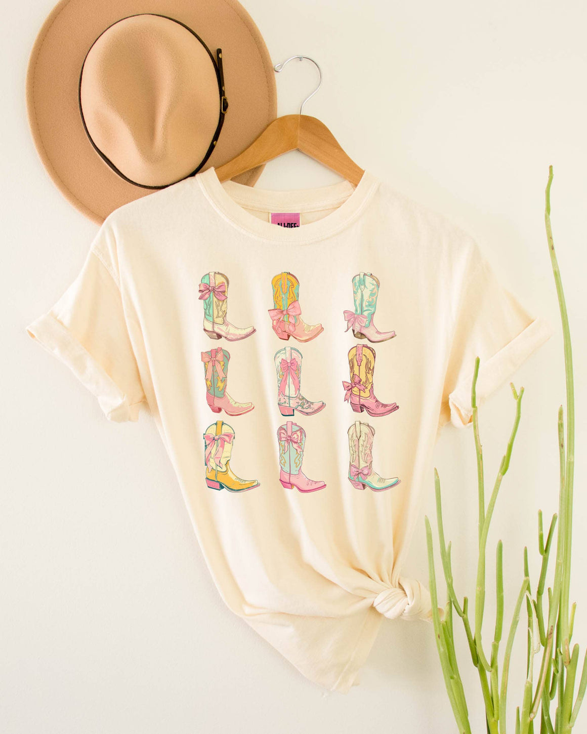 Cowgirly Boots Graphic Tee - Vintage White