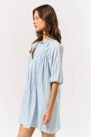 STRIPED COLLARED SHIRT DRESS