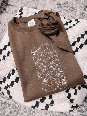 Embroidered Cowgirl Boots Sweatshirt