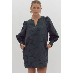 Jacquard v neck mini dress