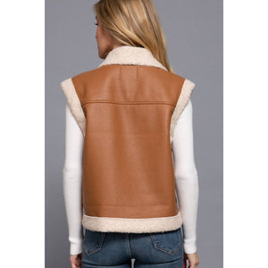 FAUX LEATHER INNER FUR VEST