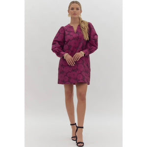 Jacquard v neck mini dress