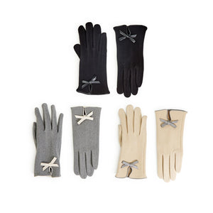 Micro Suede Glove with Bow Detail