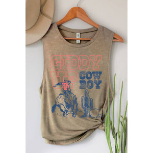 GIDDY UP COWBOY GRAPHIC TANK TOP