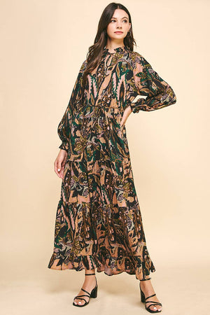 PRINT TIERED MAXI DRESS