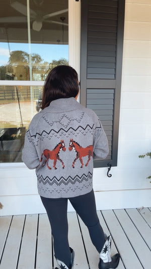 Horse Knit Sweater Cardigan
