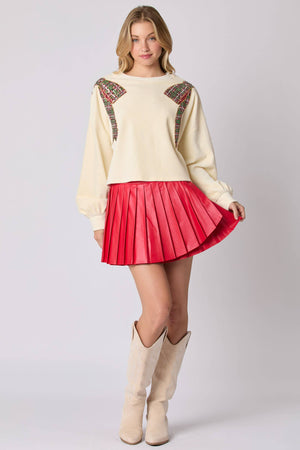 Christmas Bow Sequins Embroidery Sweatshirt