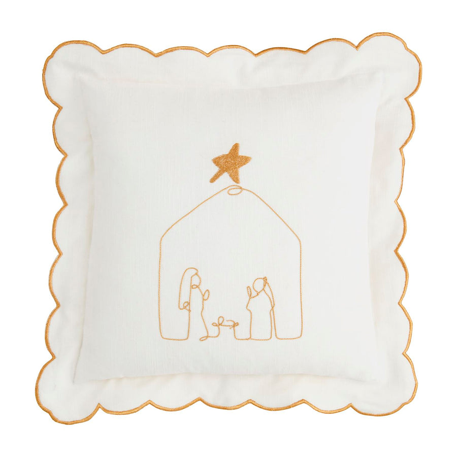 Gold Scallop Nativity Pillow