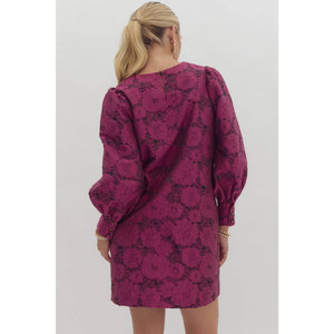 Jacquard v neck mini dress