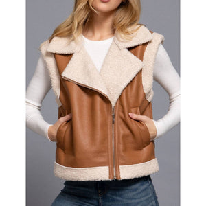 FAUX LEATHER INNER FUR VEST