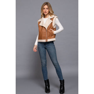 FAUX LEATHER INNER FUR VEST