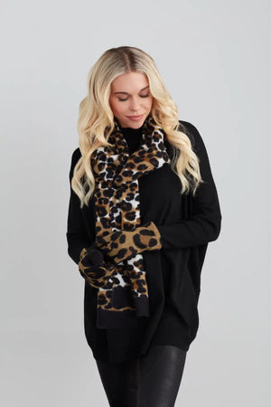 Leopard Scarf and Glove Set