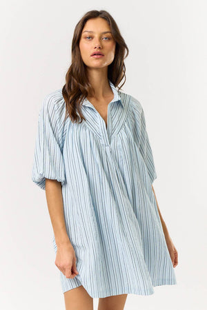 STRIPED COLLARED SHIRT DRESS