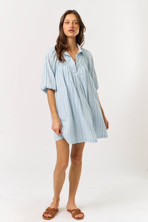 STRIPED COLLARED SHIRT DRESS