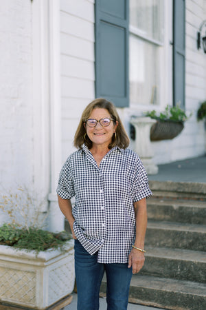 Plaid Print Button Up Oversize Blouse Shirt