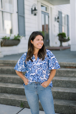 Blue Floral Top