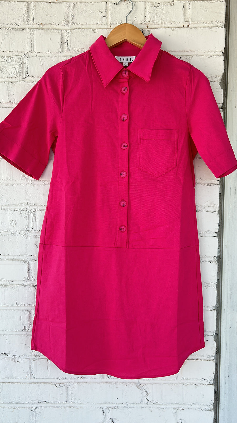 Hot Pink Button Down Dress