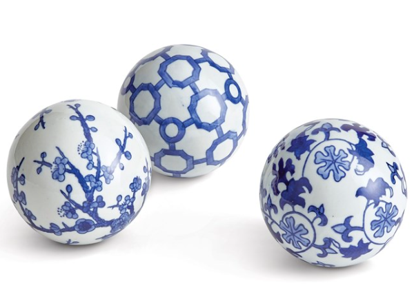 Blue Print Glass Decor Balls