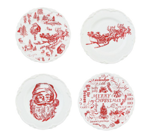 Toile Christmas Dessert Plate