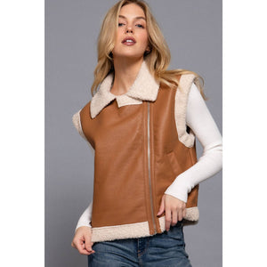 FAUX LEATHER INNER FUR VEST