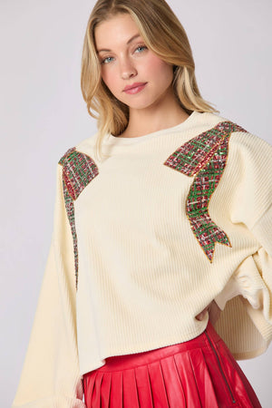 Christmas Bow Sequins Embroidery Sweatshirt