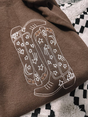 Embroidered Cowgirl Boots Sweatshirt