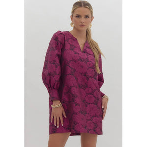 Jacquard v neck mini dress