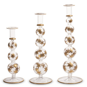 Gold Etched Snowflake Candle Sticks