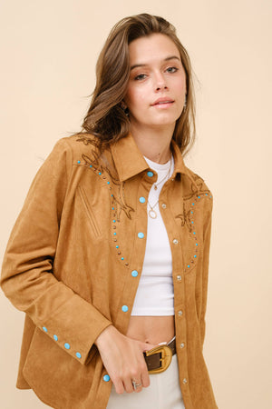 Suede Western Shirt Blouse