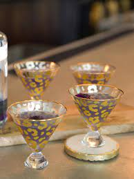 Gold Leopard Martini Glass