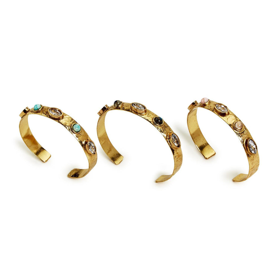 Natural Stone and Gold Cuff