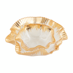 Gold Edge Ruffle Bowl Set