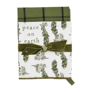White and Green Christmas Towel Sets