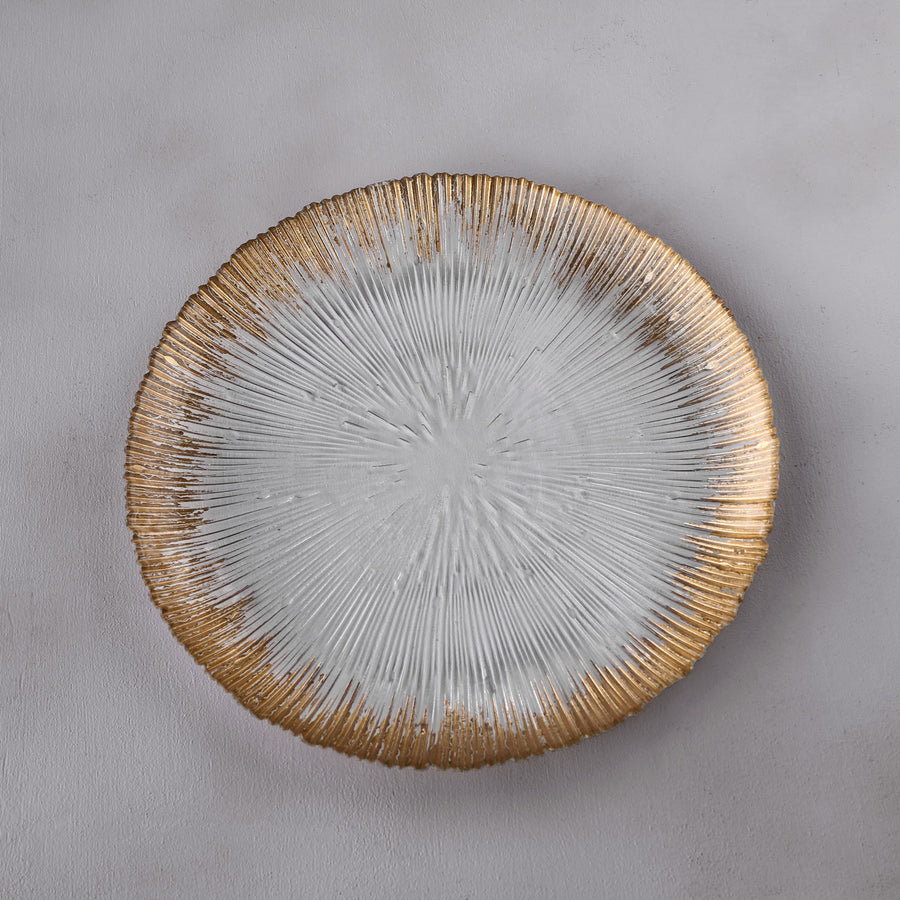 Glass Radiant Charger Plate (Clear and Gold)