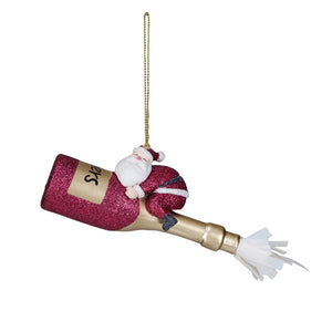 Champagne Santa Ornament