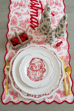 Santa Toile Christmas Dessert Plate