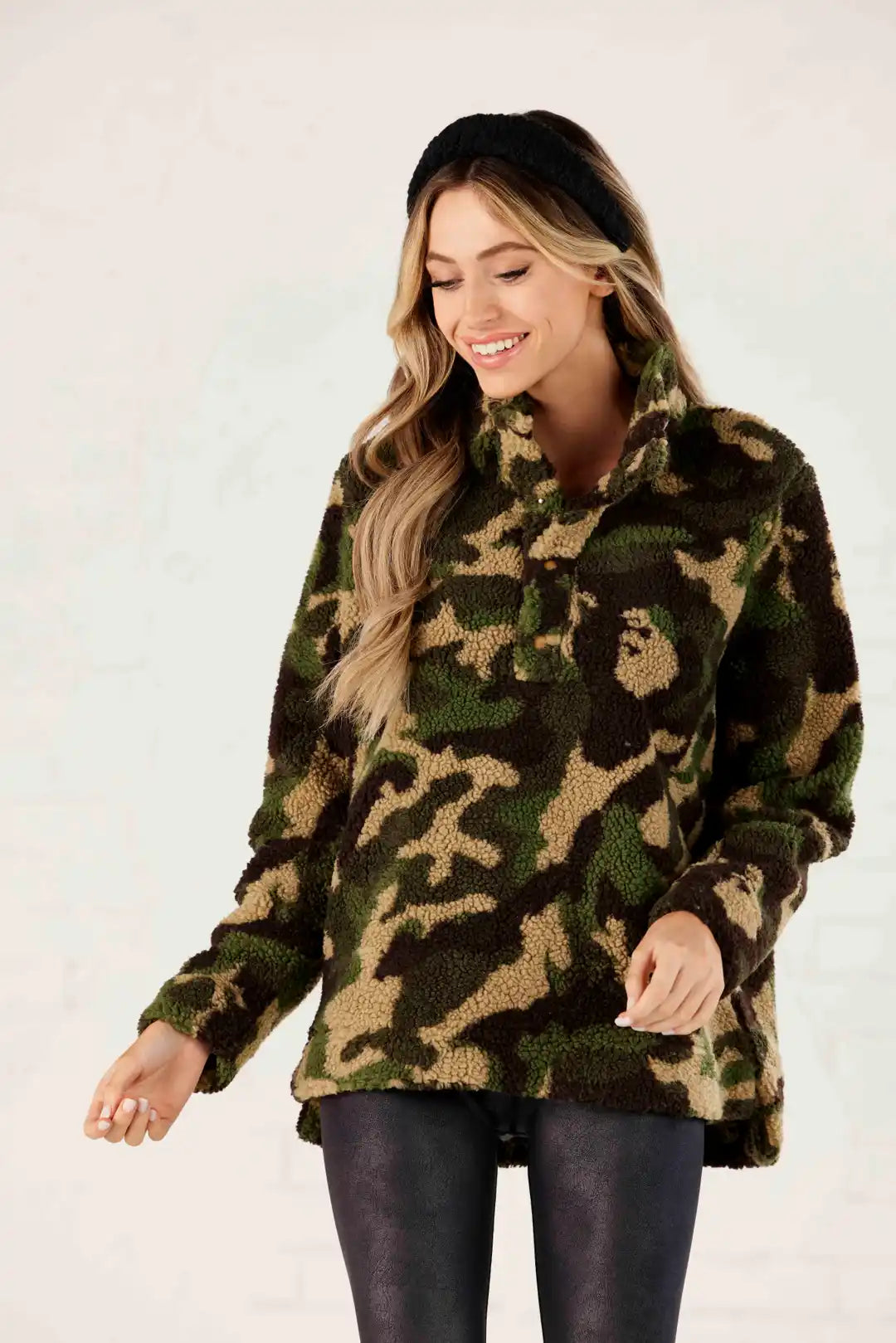 Green Camo Sherpa Pullover