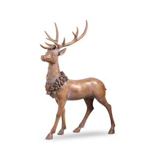 Standing Deer with Holly Wreath