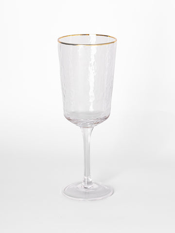 Glass Wine Hammered Clear