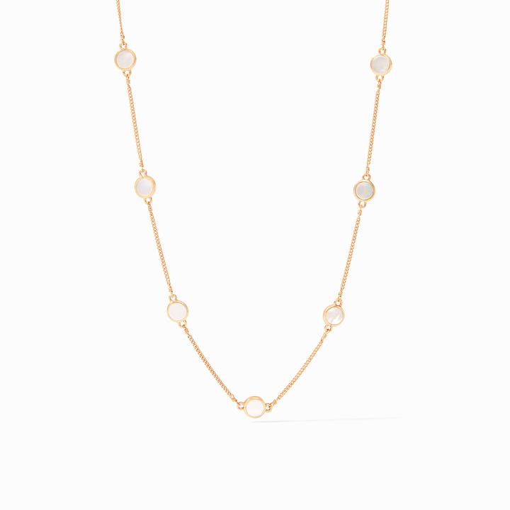 Valencia Delicate Station Necklace Gold Mother of Pearl