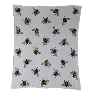 Cotton Knit Blanket with Bees