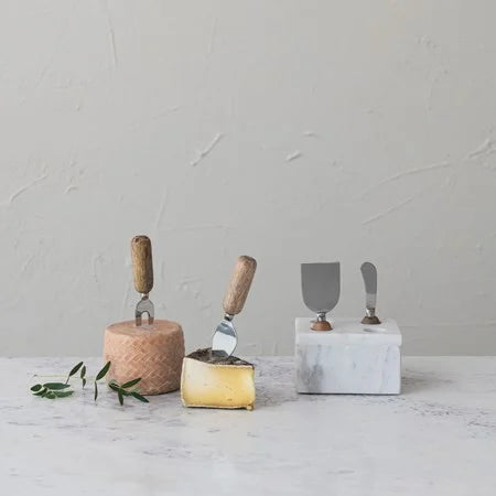 Stainless Steel Cheese Servers with Marble Stand