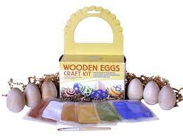 Wooden Eggs w/ Paint and Brush Craft