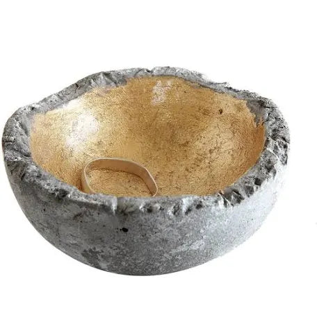 Cement bowl with gold interior
