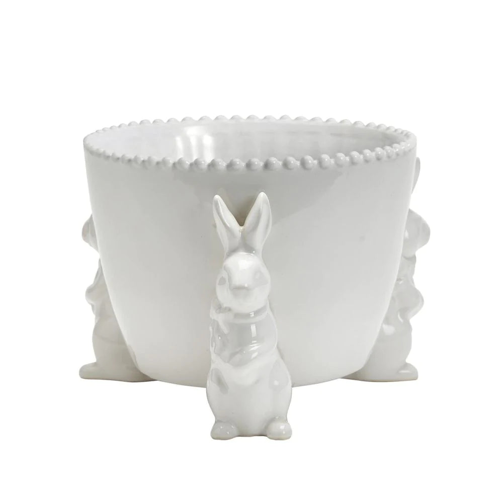 Easter Bunny Trio Cachepot with Embossed Pearl Edge