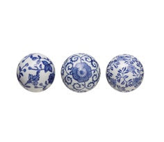 Ceramic  Round Orb, Blue & White