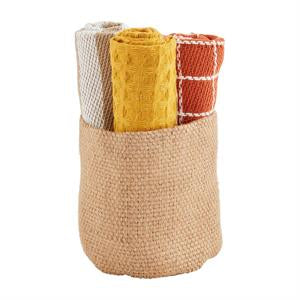 towel set in jute bag