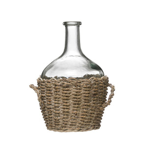 Glass Bottle with Woven Basket
