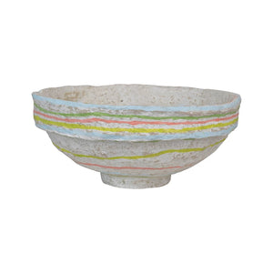 Decorative Hand-Painted Paper Mache Bowl with Stripes